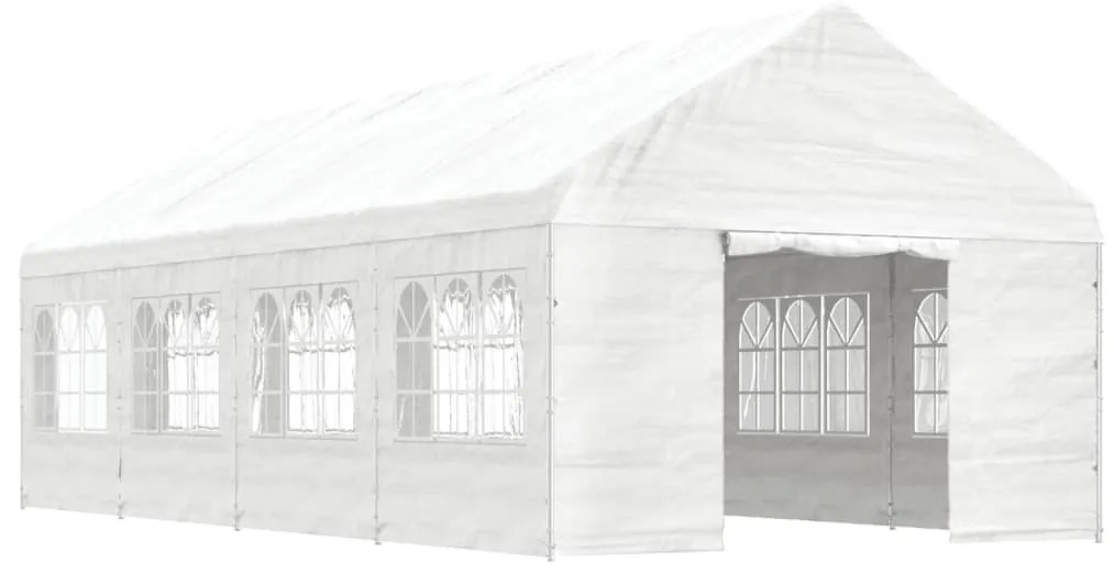 Gazebo com telhado 8,92x4,08x3,22 m polietileno branco