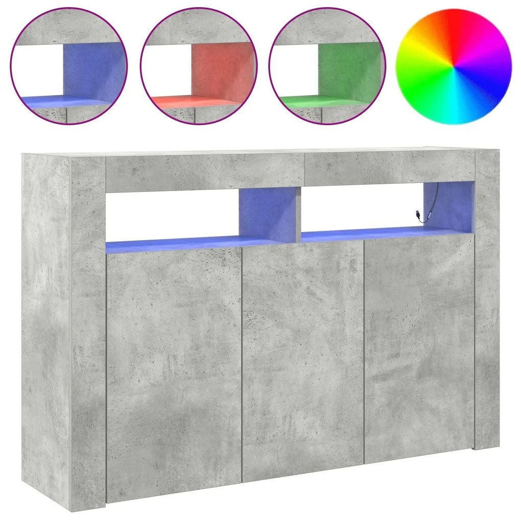 Buffet Cinza Concreto Madeira Engenheirada 116 x 30 x 75 cm