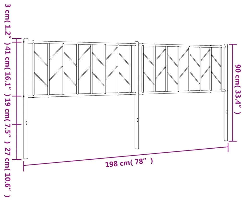 Cabeceira de cama 193 cm metal preto