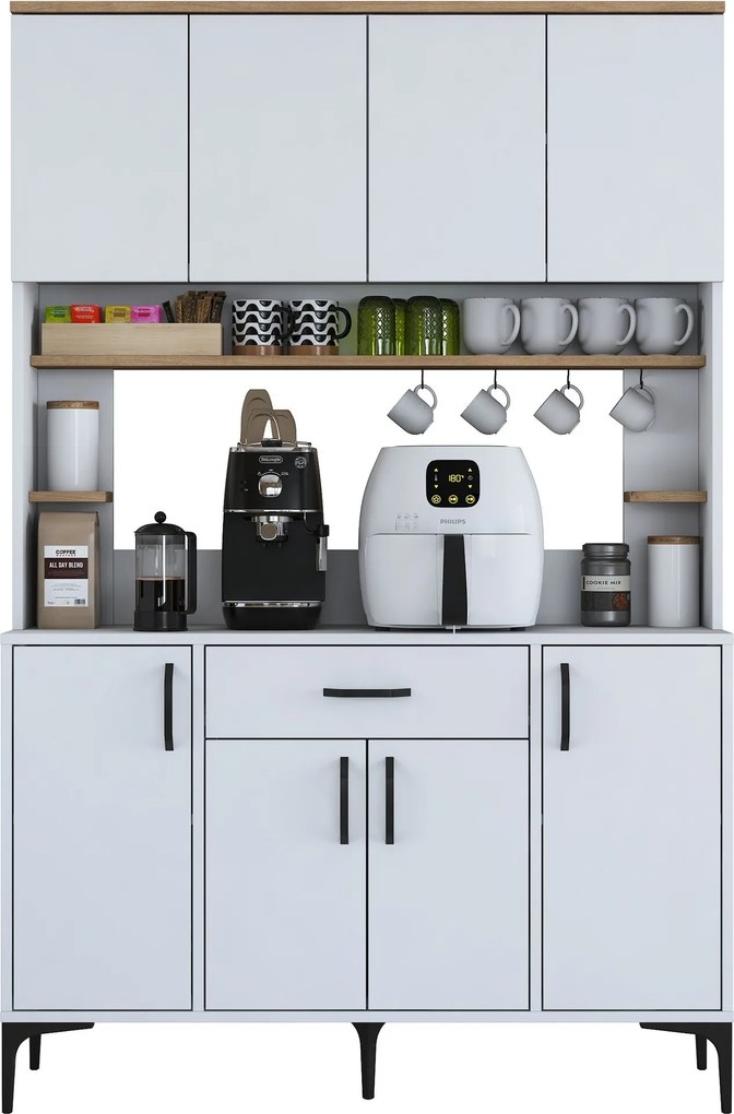 Armário Alto de Cozinha "Stella" - 120 x 184,2 x 40 cm - Nogueira e Br