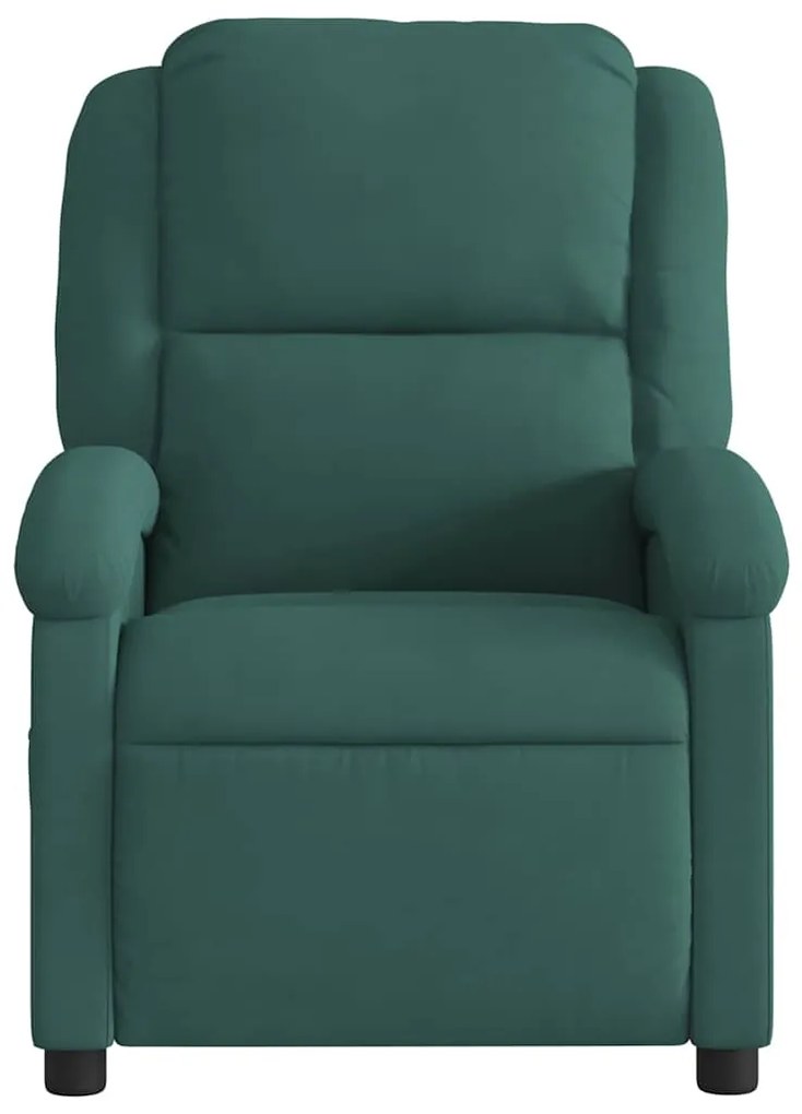 Poltrona de massagens reclinável veludo verde-escuro