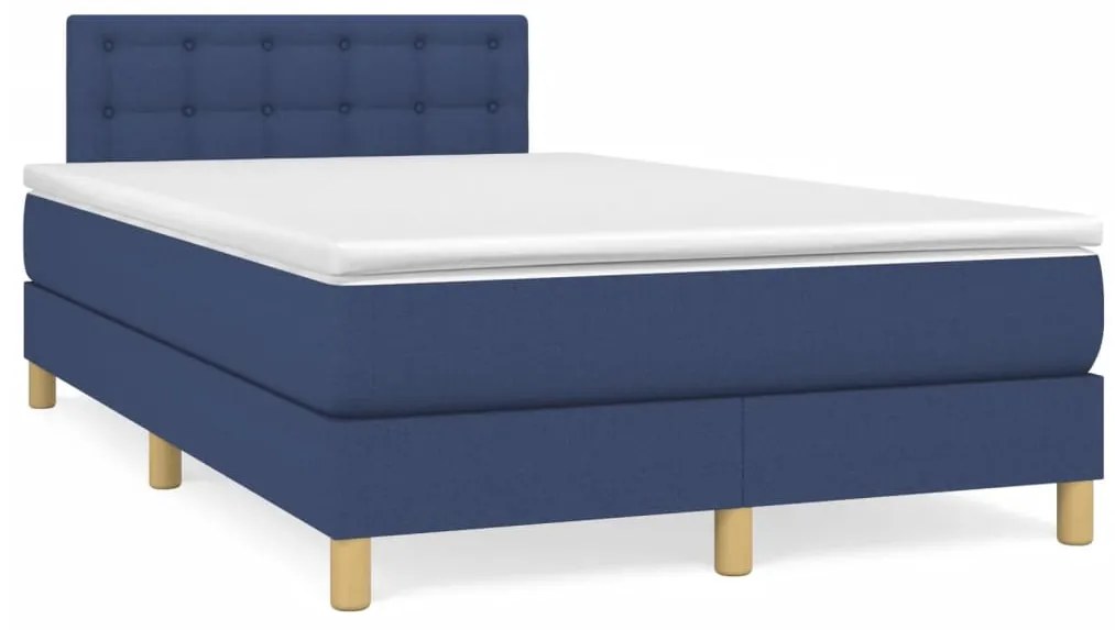 vidaXL Cama boxspring com colchão 120x190 cm tecido azul