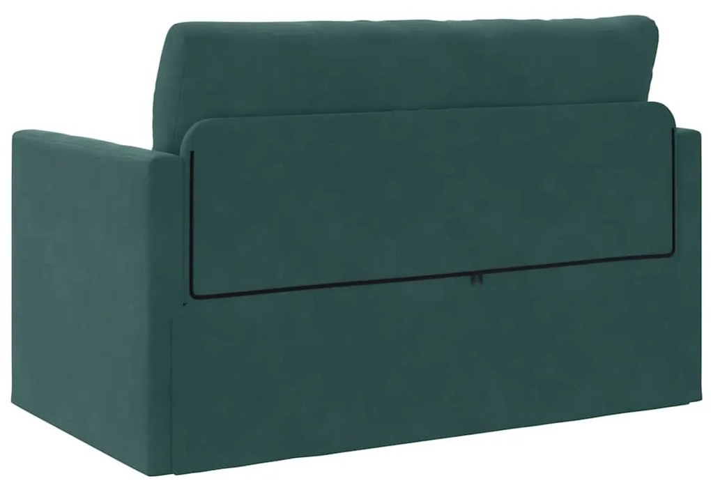 Sofá Cama de Piso 2 em 1 Verde Escuro 124x204x61 cm Veludo