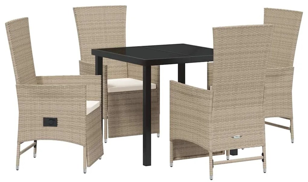 Cadeiras de Jardim Reclináveis 5 pcs Bege 80 x 80 x 73 cm
