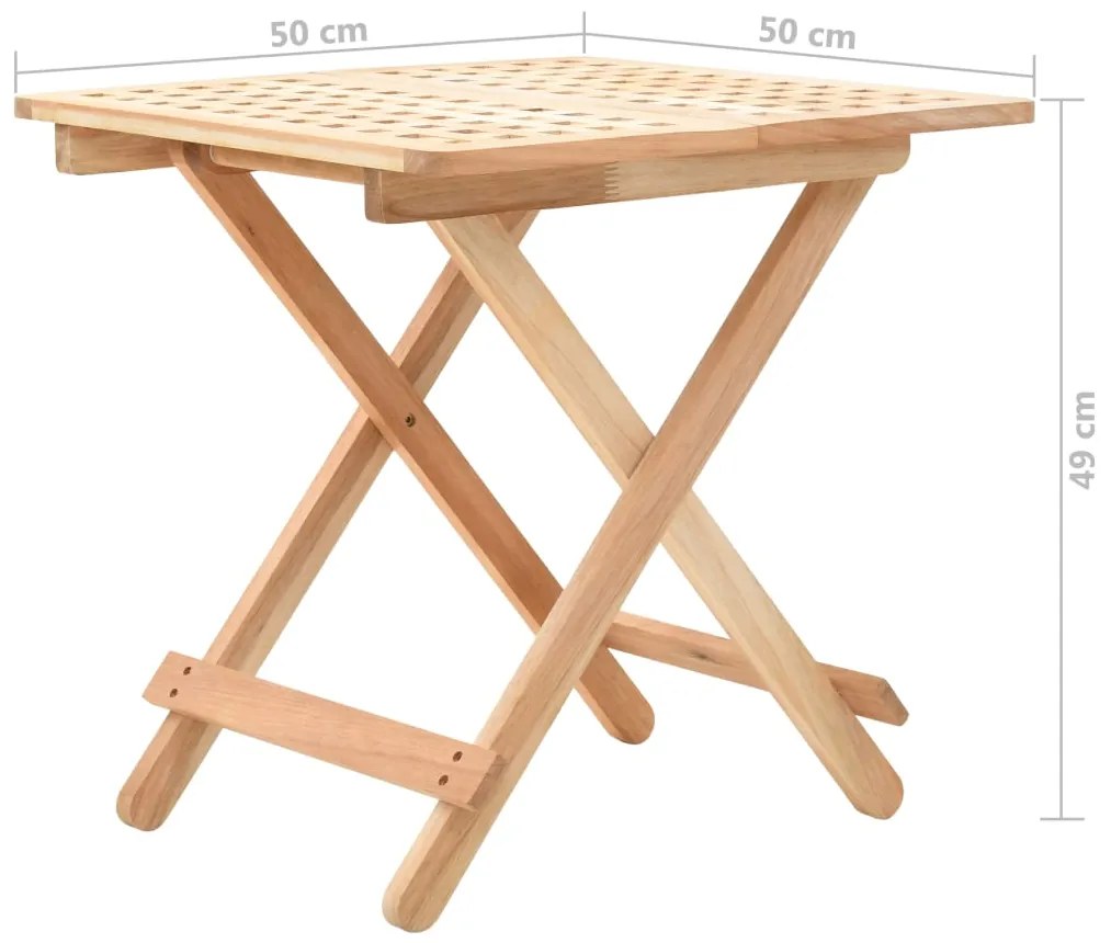 Mesa de apoio dobrável madeira de nogueira maciça 50x50x49 cm