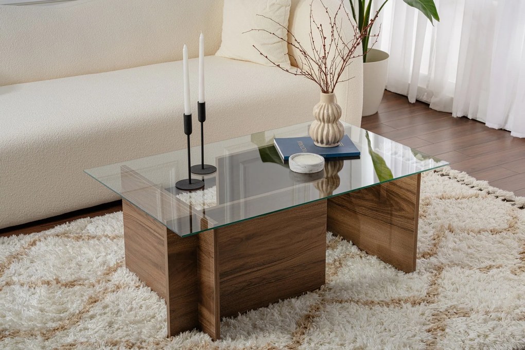 Mesa de Café Vetrino - Nogueira - 105cm x 40cm x 65cm