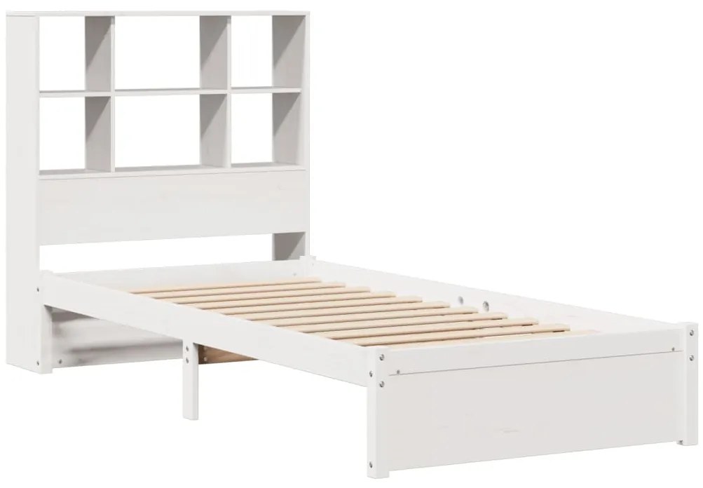 Cama com estante sem colchão 90x190 cm pinho maciço branco