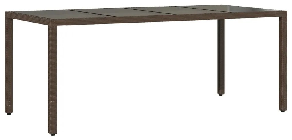 Mesa de jardim com tampo de vidro 190x90x75 cm vime PE castanho
