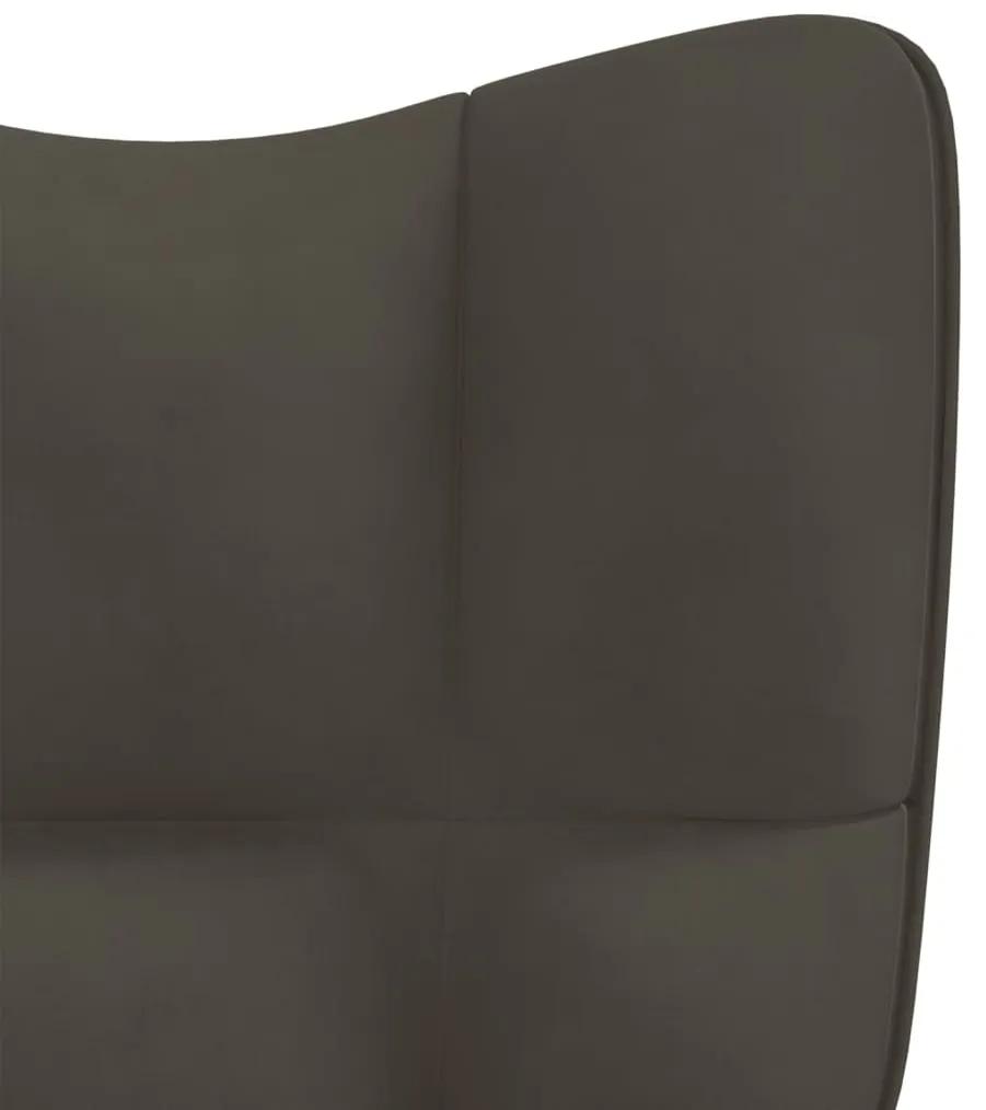 Cadeira de baloiço veludo cinzento-escuro