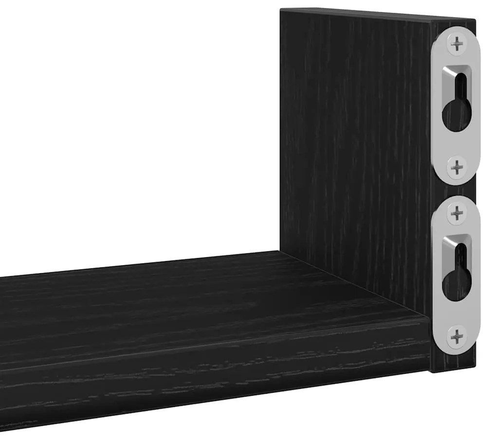 Prateleiras parede 3 pcs derivados madeira carvalho preto