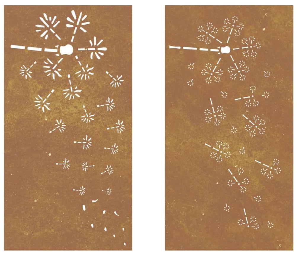 Decorações p/ muro de jardim 2 pcs aço corten design flores