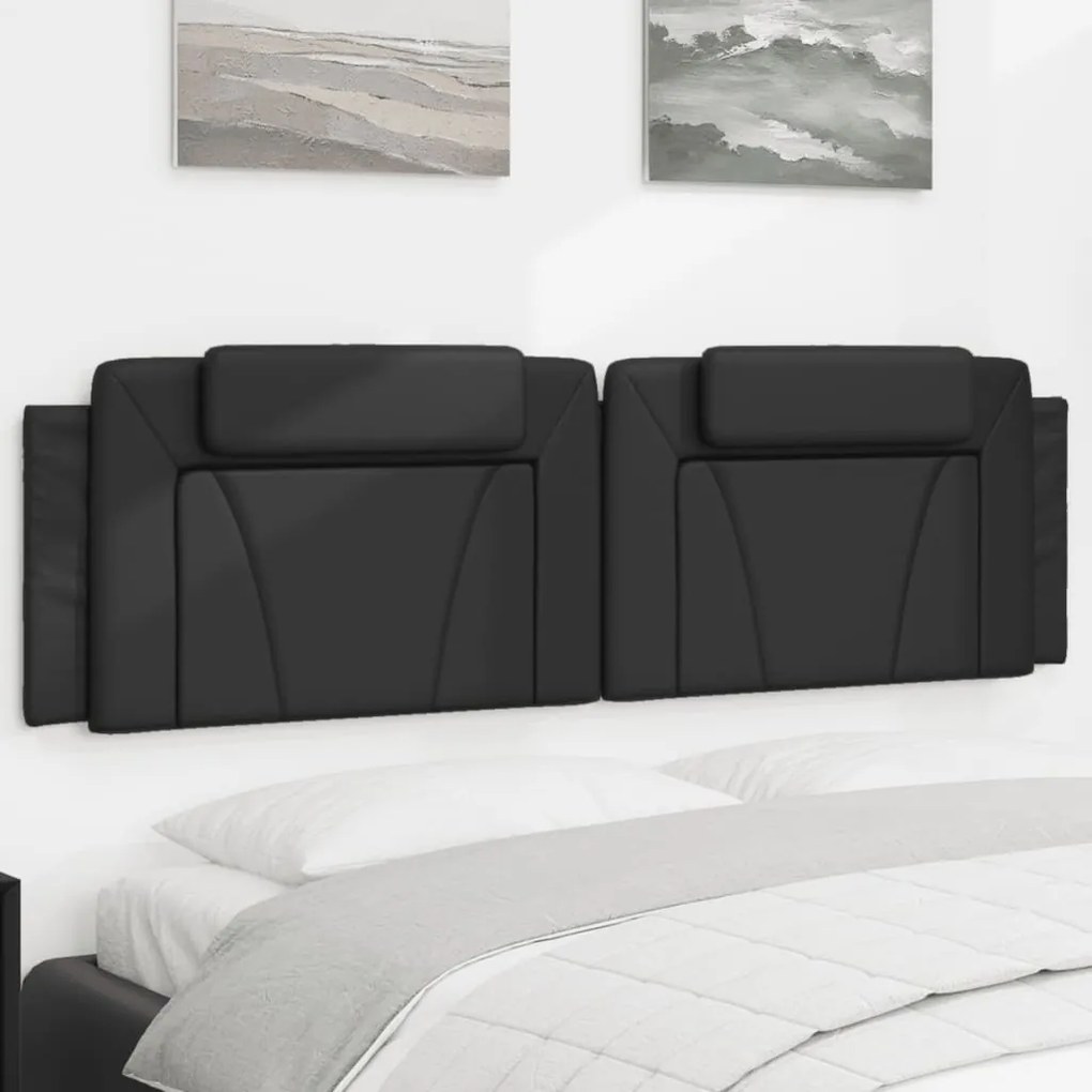 vidaXL Almofadão de cabeceira 183 cm couro artificial preto
