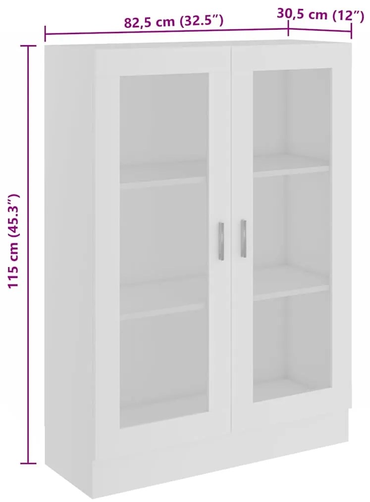 Armário vitrine 82,5x30,5x115 cm derivados de madeira branco