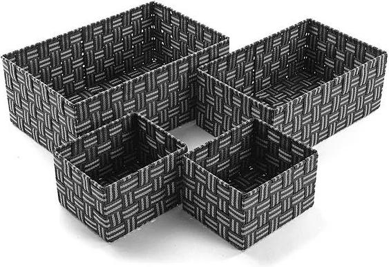 Conjunto de Caixas de Organização Empilháveis Têxtil (4 Peças) (25 x 15 x 38 cm)