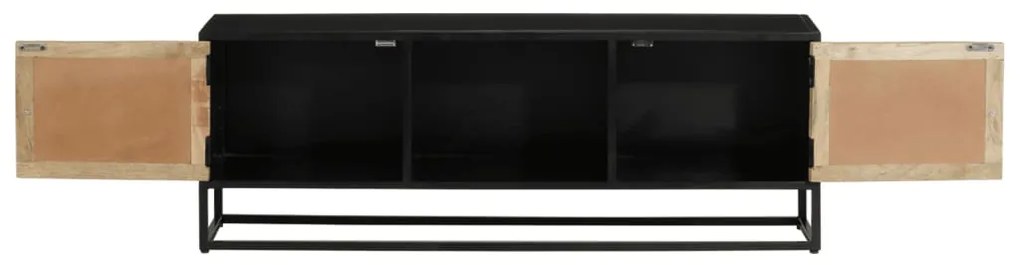 Móvel de TV 110x30x40 cm madeira de mangueira maciça e ferro