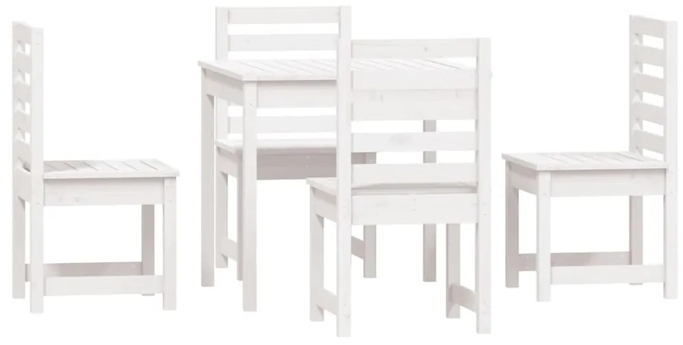 5 pcs conj. de jantar p/ jardim madeira de pinho maciça branco