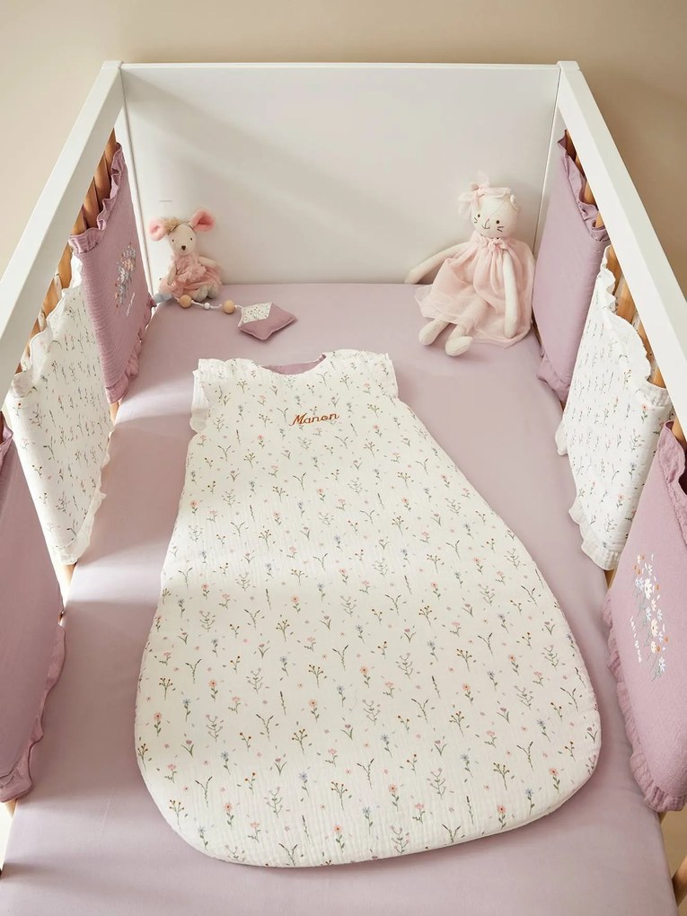 Contorno de berço antichoques Doce Provença violeta medio liso com motivo
