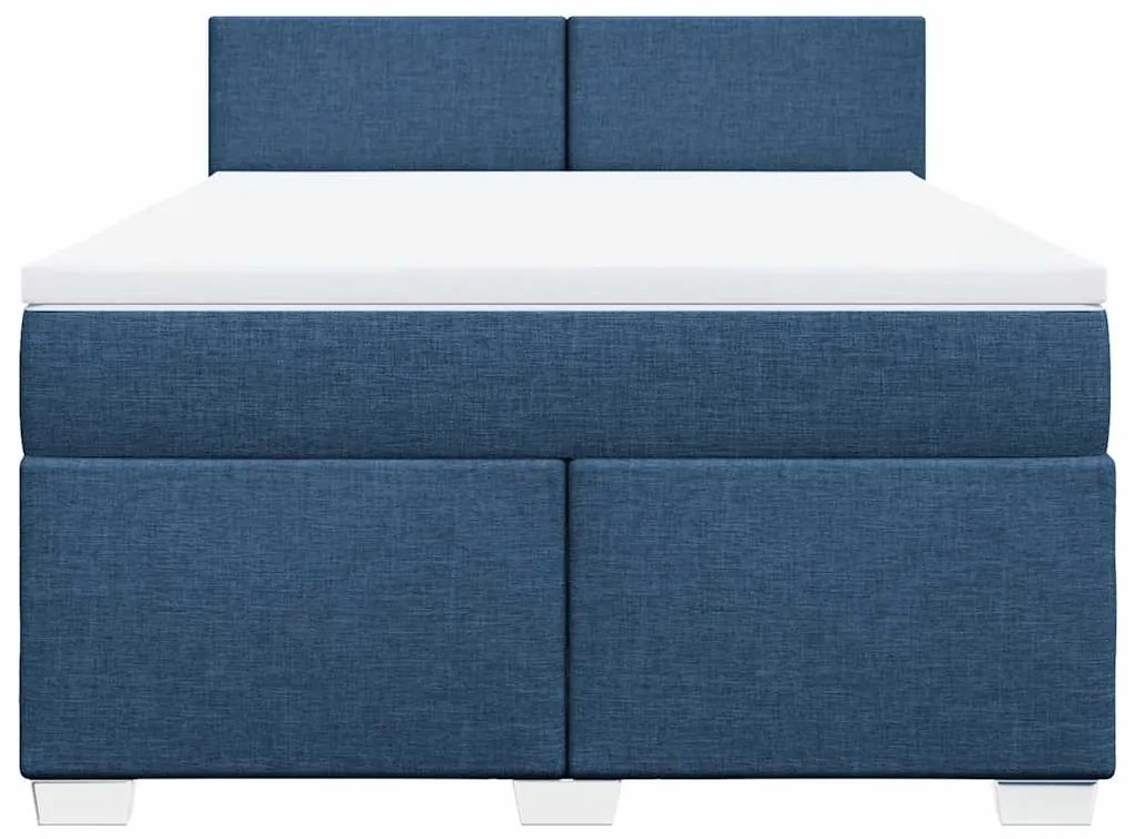 Cama com molas/colchão 140x190 cm tecido azul