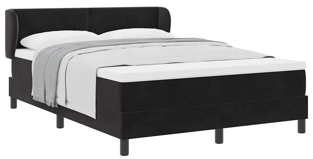 Cama Box com Colchão vidaXL Preto 140x190 cm Veludo