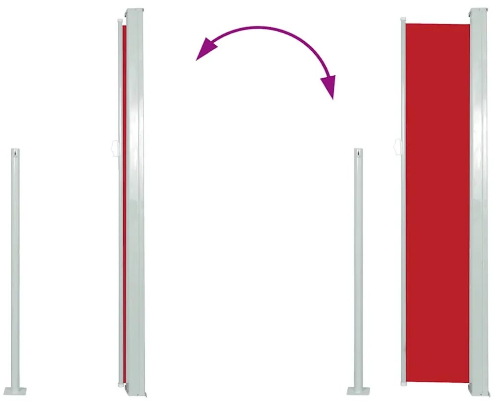 Toldo lateral retrátil para pátio 120x500 cm vermelho