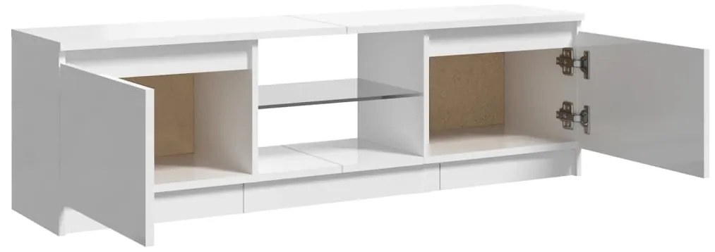 Móvel de TV com luzes LED 120x30x35,5 cm branco brilhante