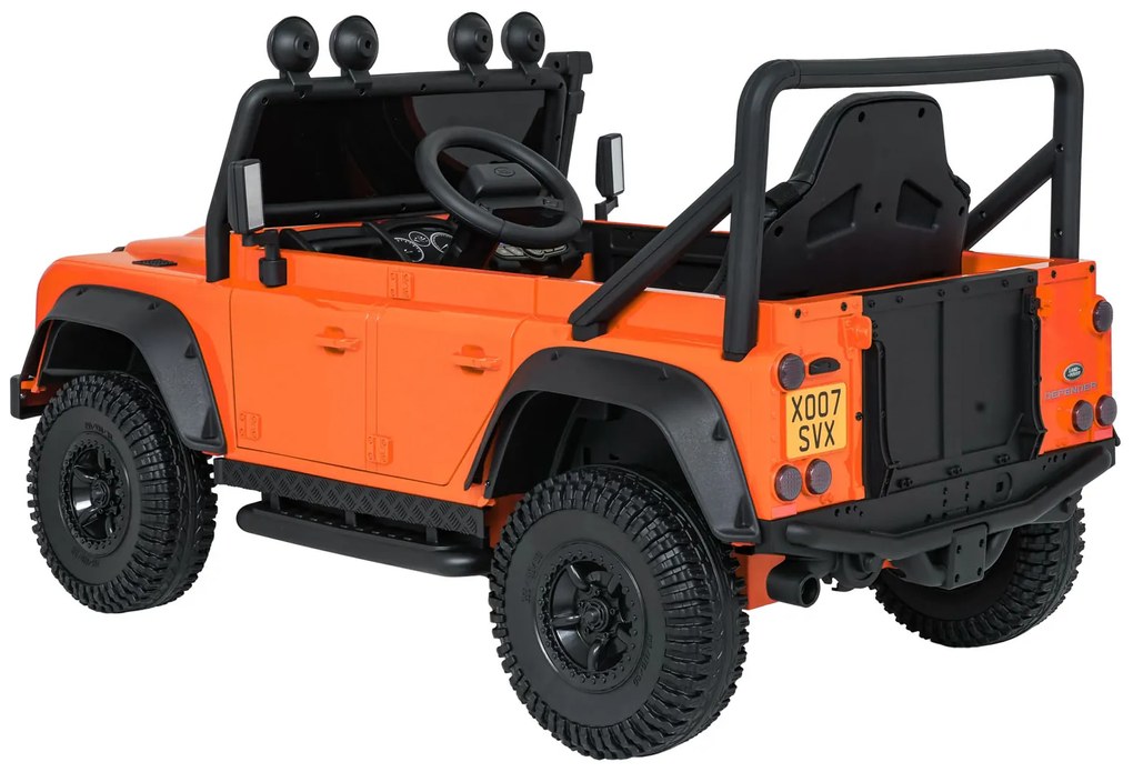 Jipe elétrico para Crianças 24V Land Rover Defender 110 SVX Concept Rodas Espuma EVA, Assento couro ecológico Laranja