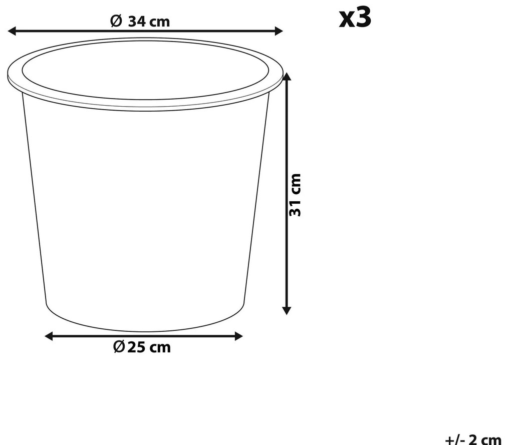 Conjunto de 3 vasos internos pretos ⌀ 34 cm BALZO Beliani