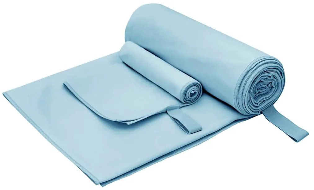 vidaXL Conjunto de Toalhas Esportivas Outros Azul tecido