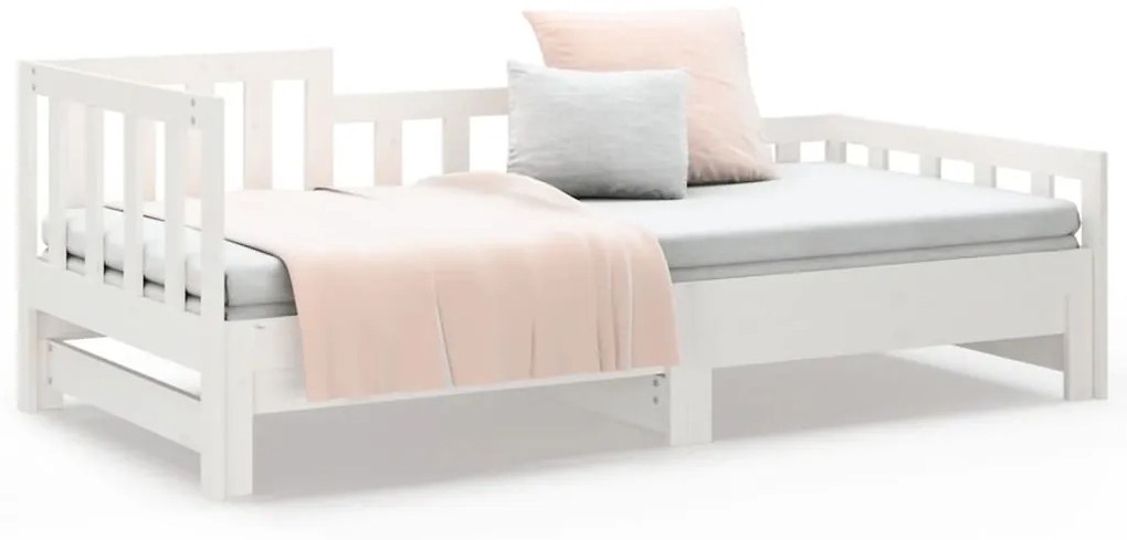 Sofá-cama de puxar 2x(80x200) cm pinho maciço branco