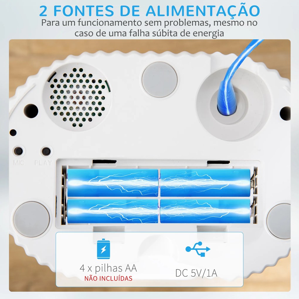 PawHut Comedouro Automático para Cães e Gatos 3,5L com Ecrã LED Temporizador Gravador de Voz Programável 4 Refeições ao Dia Tigela Removível e Lavável 20,5x25x28cm Branco