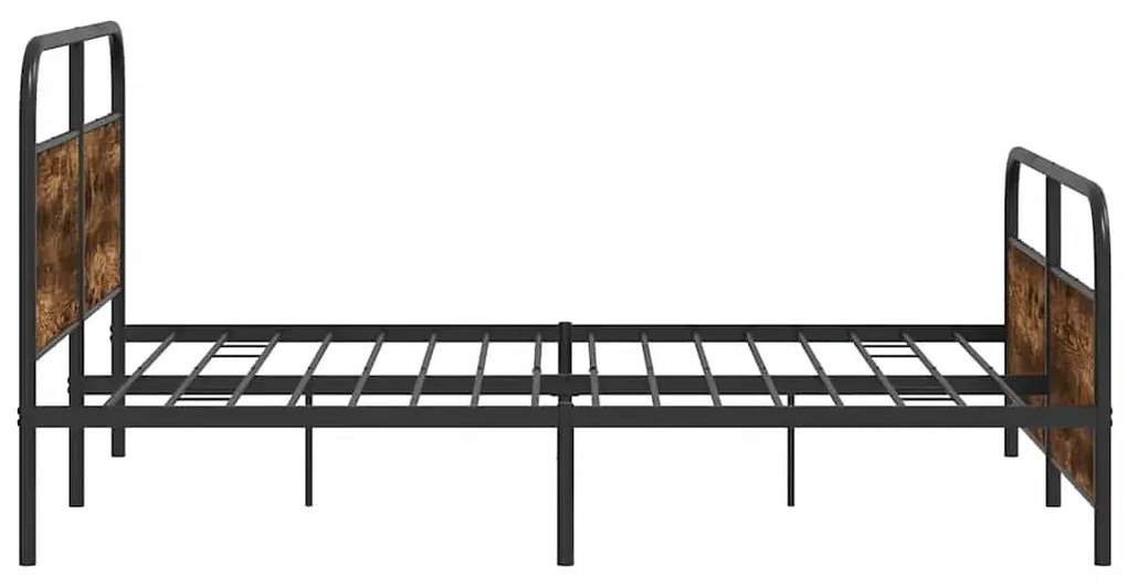 Estrutura de cama sem colchão 150x200 cm metal carvalho fumado