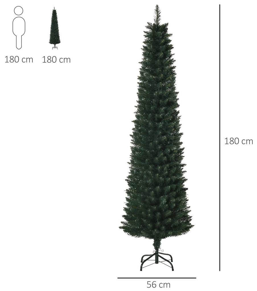 Árvore de Natal Artificial Altura 180cm com 380 Ramos de Folhas de PVC