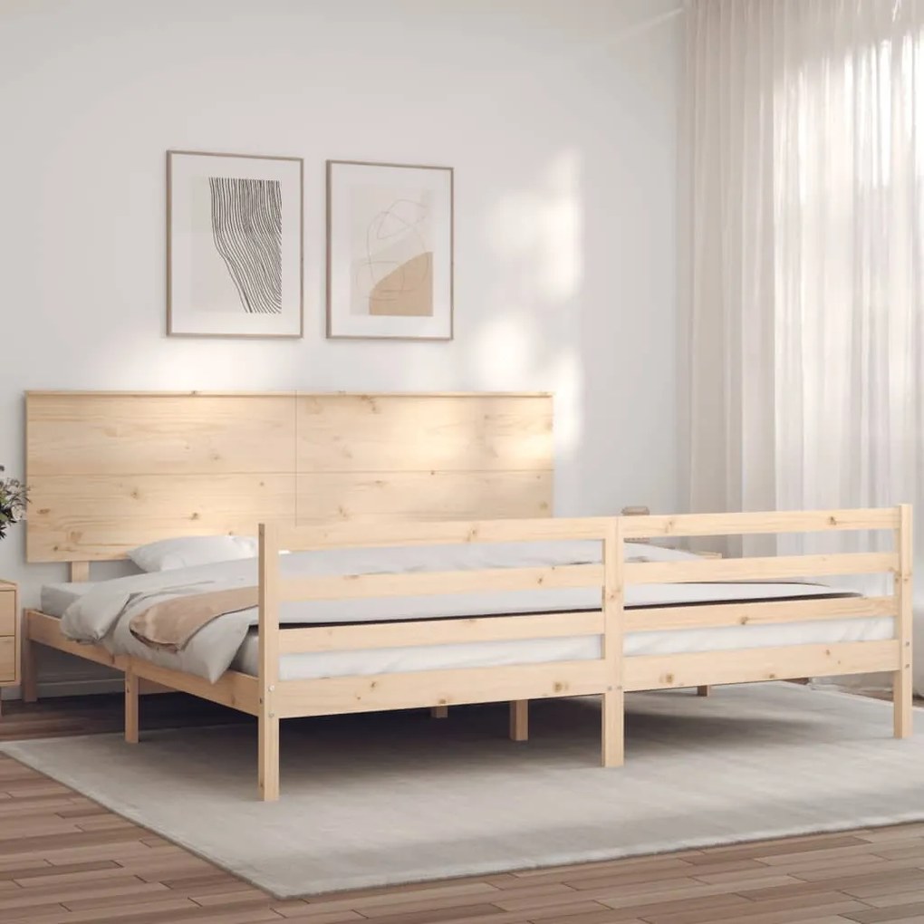 Estrutura de cama com cabeceira 200x200 cm madeira maciça