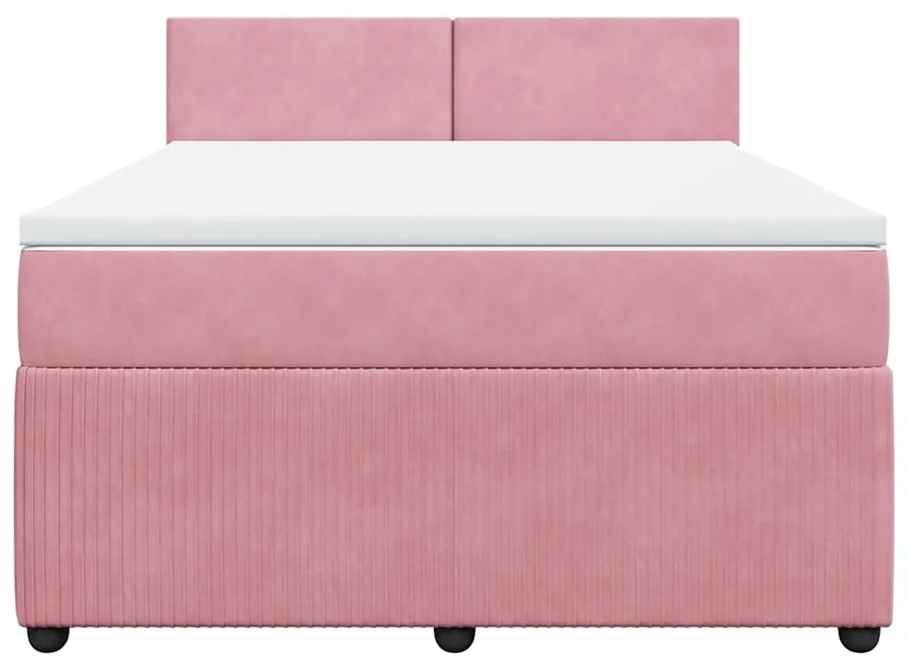 Cama com molas/colchão 140x200 cm veludo rosa