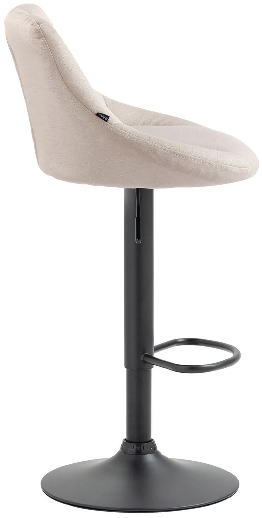 Banco de bar Lazio em tecido e com estrutura preta 46 x 83-104 x 49 cm Creme