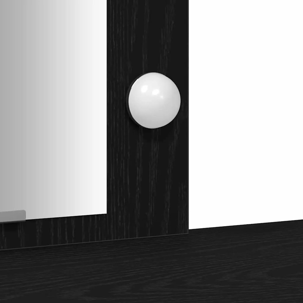 Mesa de maquiagem vidaXL com Luzes de LED Carvalho Preto 102x33x135 cm