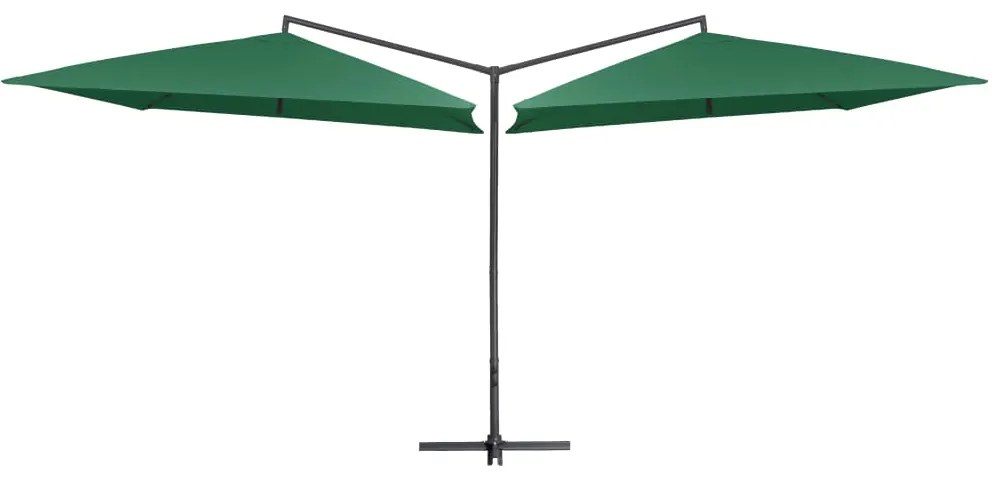 Guarda-sol duplo com mastro de aço 250x250 cm verde