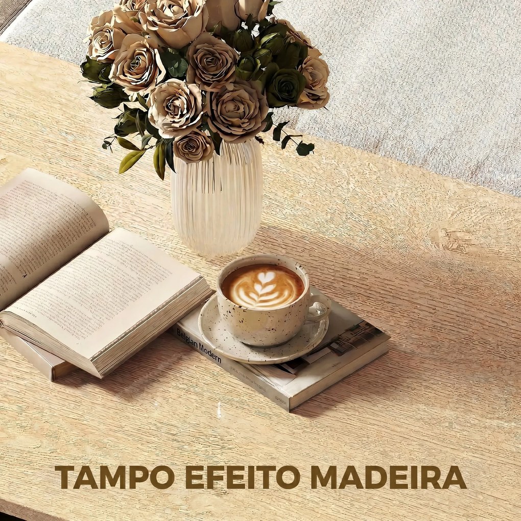 Mesa Baixa para Sala de Estar com Compartimento 95x55x50 cm Madeira e Branco