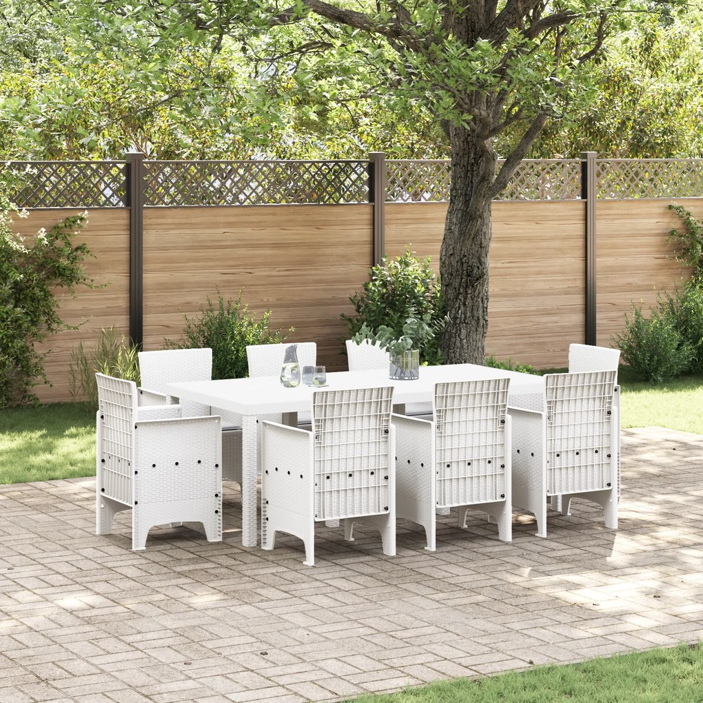 vidaXL Conjunto de Jantar de 9 Peças em Rattan Branco da