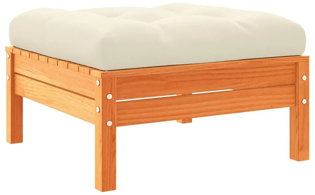 6 pcs conj. sofás jardim almofadões pinho maciço castanho cera
