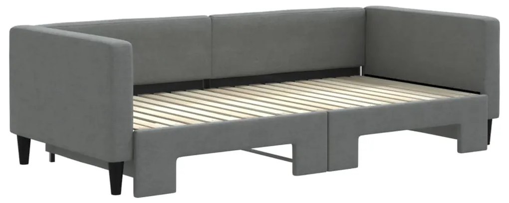 Sofá-cama com gavetão 90x190 cm tecido cinzento-escuro