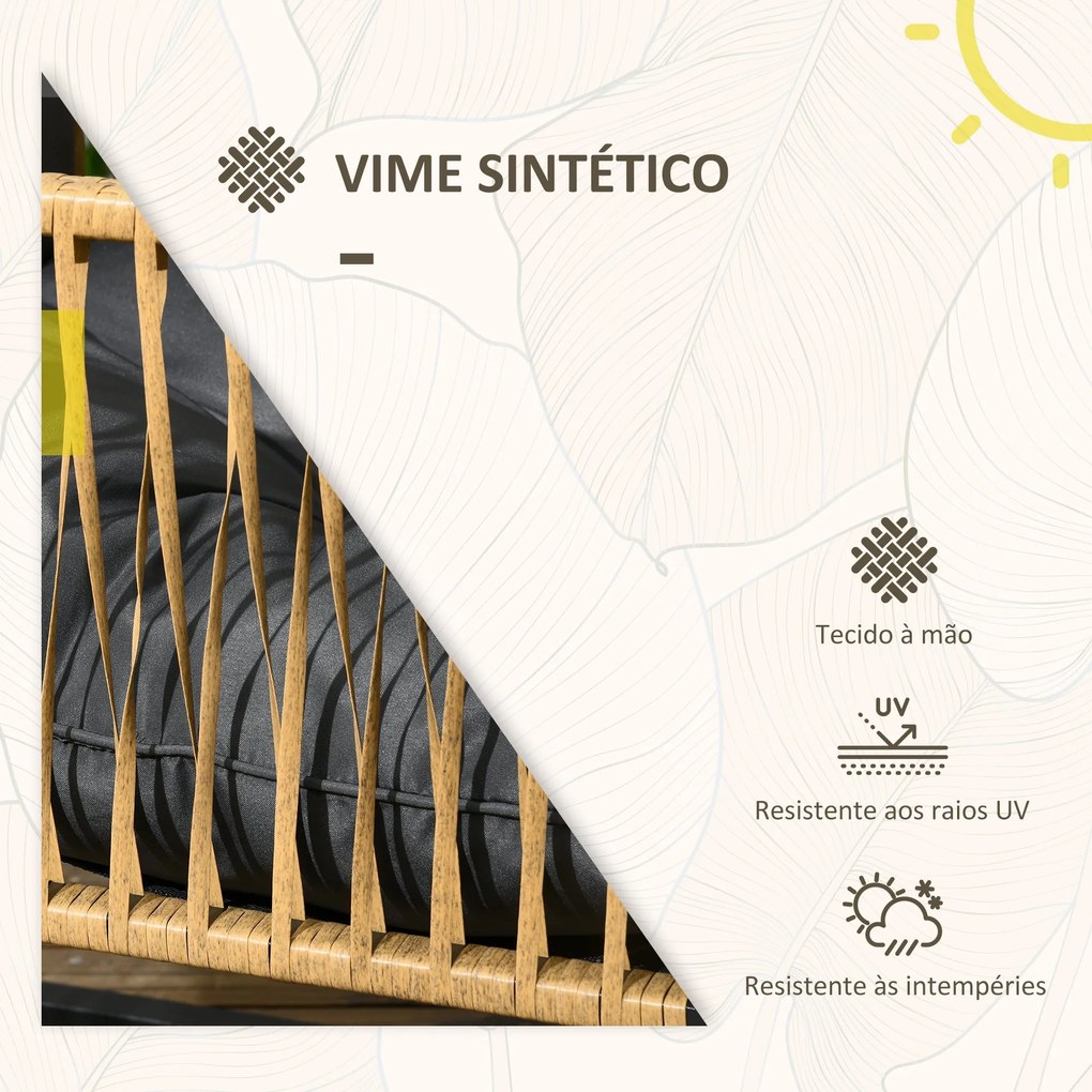 Conjunto de Jardim 4 Peças em Vime Sintético – Milano Grafite – Cinza