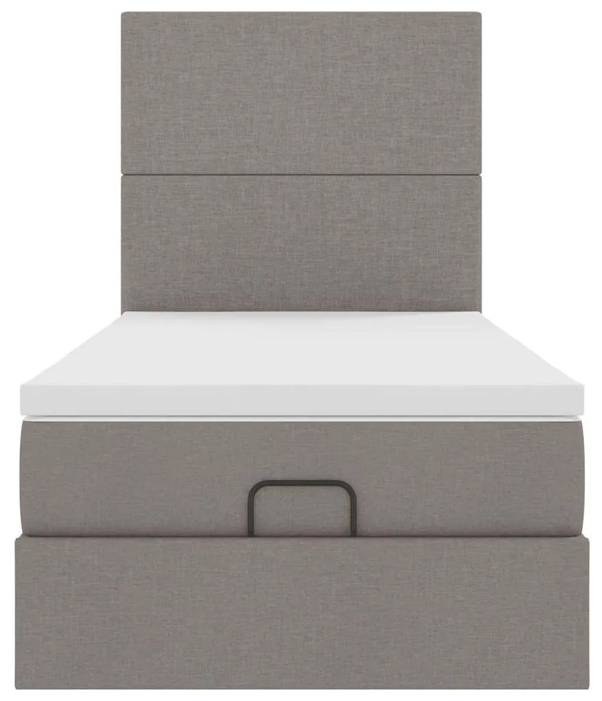 Cama otomana com colchão 100x200 cm tecido cinza