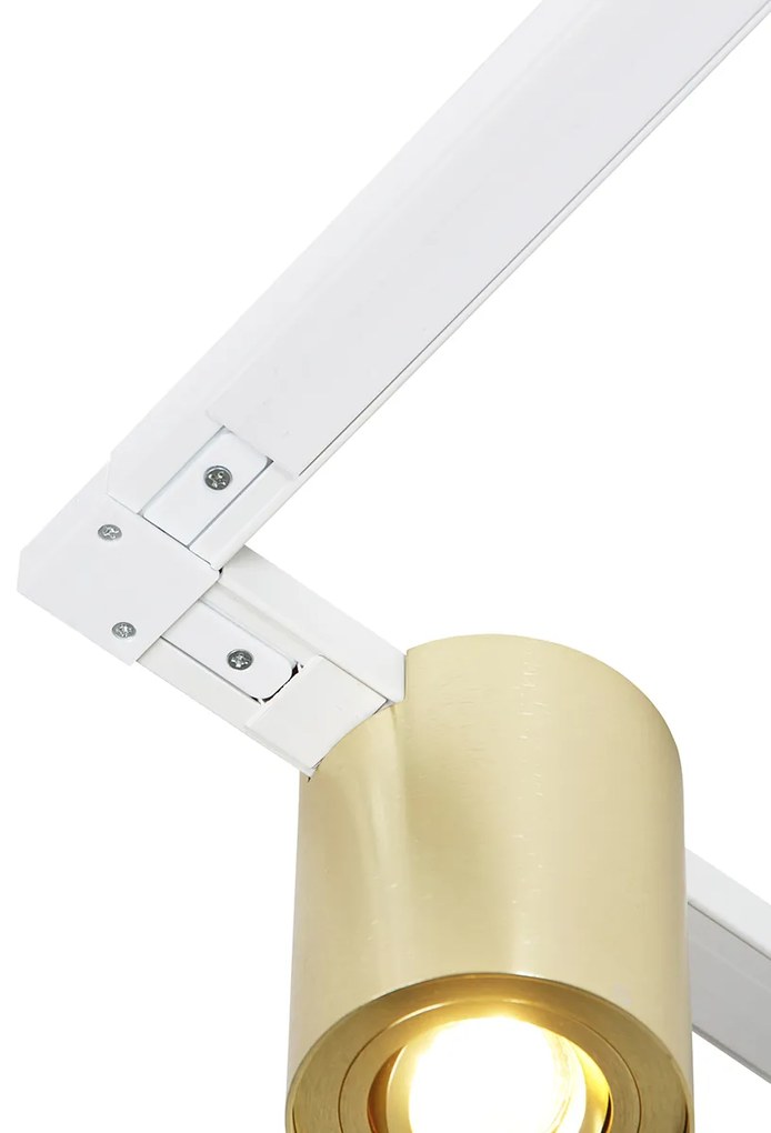 Sistema trilho dourado e branco com 5 focos monofásico - Rondoo Up Moderno