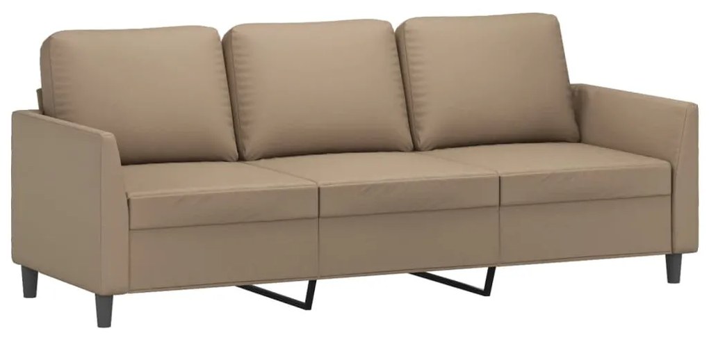 2 pcs conjunto sofás c/ almofadões couro artif. cor cappuccino