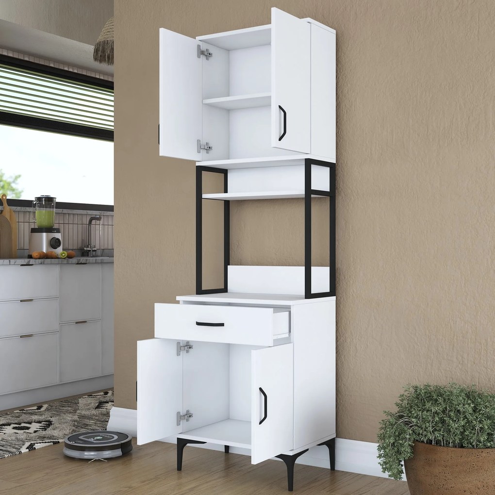 Armário Alto de Cozinha "Etna" - Branco - 60x198.6x25cm - Design Moder