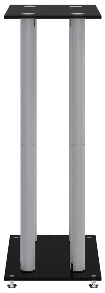 Suportes colunas 2 pcs vidro temperado 4 pilares preto/prateado
