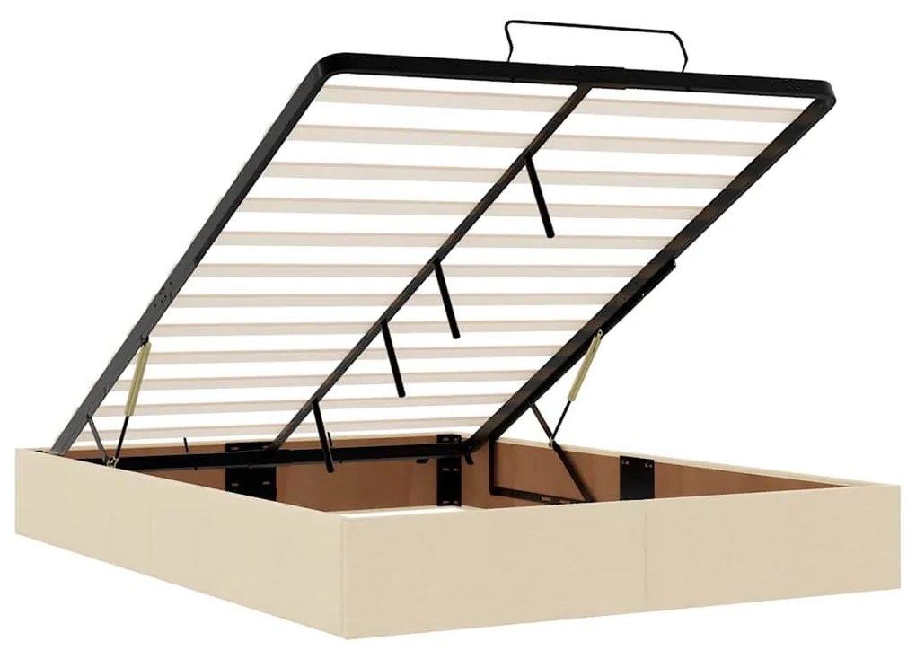 Estrutura cama otomana sem colchão 140x200 cm tecido cor creme