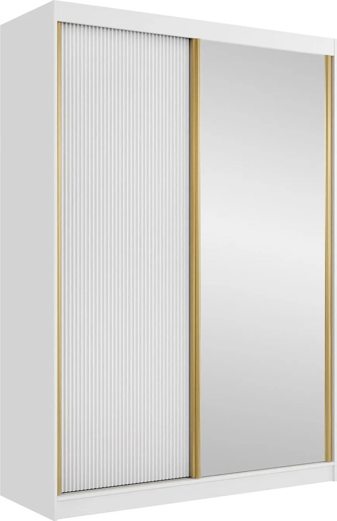 Roupeiro Comfivo Papilio III, Branco, Dourado, 216x151x60cm, 139 kg, Portas para roupeiro: Deslizante