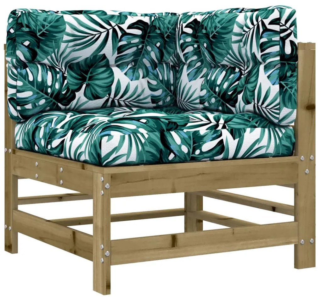 5 pcs conjunto lounge de jardim c/ almofadões pinho impregnado